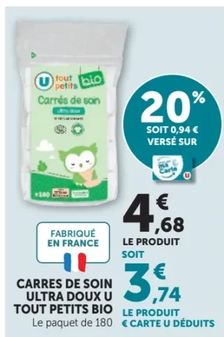 Carrés de soin ultra doux U tout petits bio