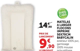 MATELAS A LANGER FLOCONS IMPRIME 50X70CM BABYCALIN