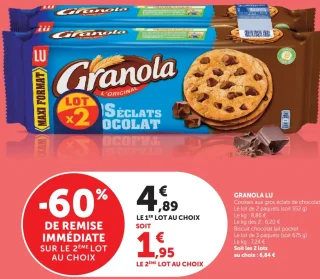 Cookies aux gros éclats de chocolat Granola LU