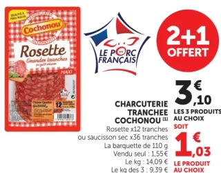 Charcuterie tranchée Cochonou Rosette ou saucisson sec