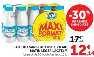 LAIT UHT SANS LACTOSE 1,2% MG MATIN LEGER LACTEL