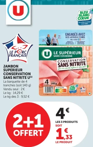 JAMBON SUPERIEUR CONSERVATION SANS NITRITE U