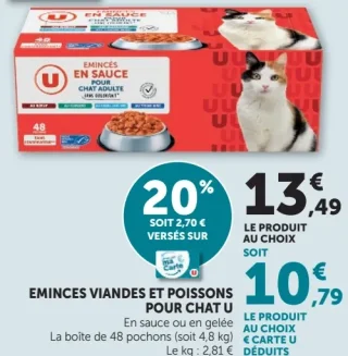Émincés viandes et poissons pour chat U