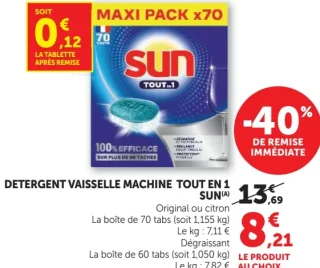 Détergent vaisselle machine Tout en 1 Sun
