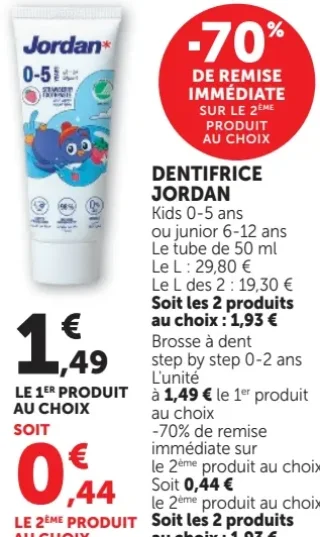 Dentifrice Jordan Kids ou brosse à dent