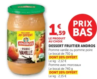 Dessert fruitier Andros Pomme vanille