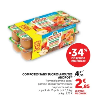 Compotes sans sucres ajoutés Andros