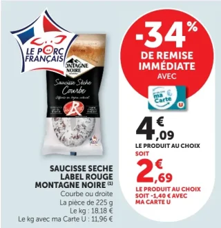 Saucisse Sèche Label Rouge Montagne Noire