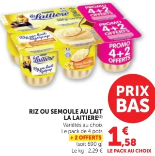 Riz ou Semoule au lait La Laitière