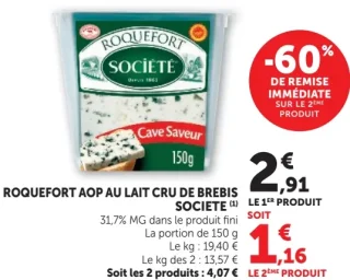 ROQUEFORT AOP AU LAIT CRU DE BREBIS SOCIETE