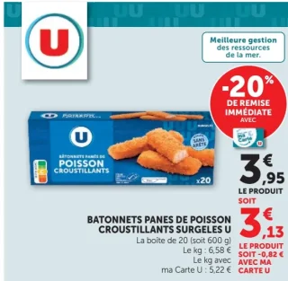 Bâtonnets Panés de Poisson Croustillants Surgelés U