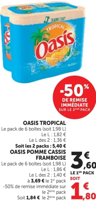 Oasis Tropical ou Oasis Pomme Cassis Framboise