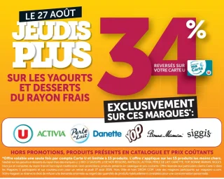 Yaourts et desserts du rayon frais (U, Activia, Perle de Lait, Danette, Yop, Bonne Maman, Siggi's)