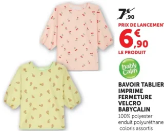 Bavoir tablier imprimé fermeture velcro Babycalin