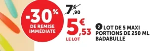 Lot de 5 maxi portions de 250 ml Badabulle