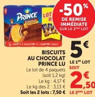 Biscuits au chocolat Prince LU