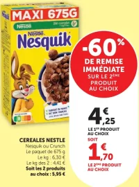 Céréales Nestlé Nesquik ou Crunch