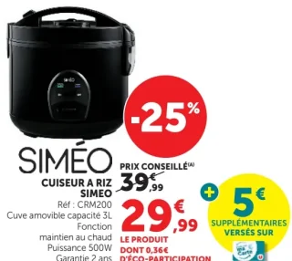 Siméo Cuiseur à riz CRM200