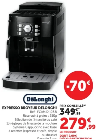 DeLonghi Expresso Broyeur ECAM12.123.B