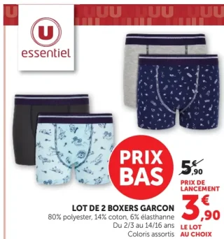 LOT DE 2 BOXERS GARCON