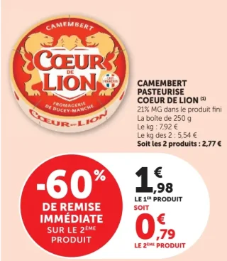 Camembert Pasteurisé Coeur de Lion