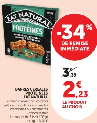 BARRES CEREALES PROTEINEES EAT NATURAL