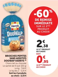 BRIOCHES PEPITES SANS ADDITIFS DOOWAP HARRYS