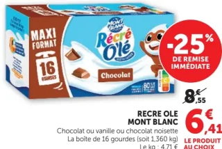 Récré O'Lé Mont Blanc Chocolat ou vanille ou chocolat noisette