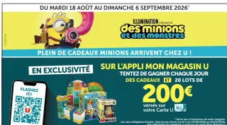 Grand jeu Les Minions et les Monstres - Tentez de gagner chaque jour des cadeaux et 20 lots de 200€ versés sur votre Carte U