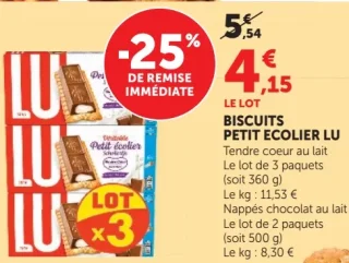 Biscuits Petit Écolier LU Tendre coeur au lait