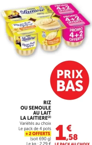 Riz ou semoule au lait La Laitière