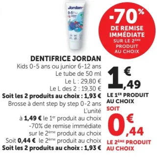DENTIFRICE JORDAN Kids 0-5 ans ou junior 6-12 ans