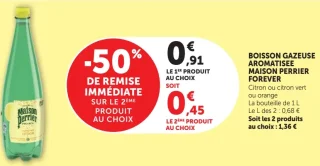 BOISSON GAZEUSE AROMATISEE MAISON PERRIER FOREVER Citron ou citron vert ou orange