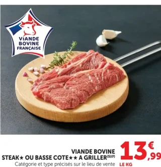 Viande Bovine Steak ou Basse Cote à griller