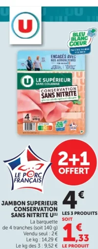 JAMBON SUPERIEUR CONSERVATION SANS NITRITE U