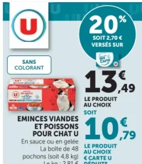 EMINCES VIANDES ET POISSONS POUR CHAT U En sauce ou en gelée