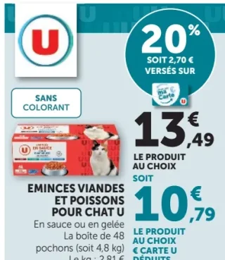 EMINCES VIANDES ET POISSONS POUR CHAT U En sauce ou en gelée