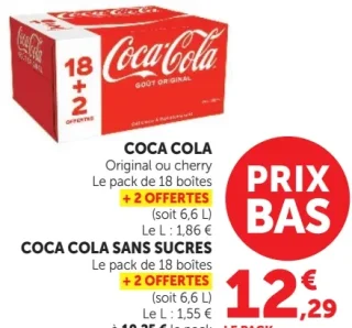 COCA COLA Original ou cherry / COCA COLA SANS SUCRES