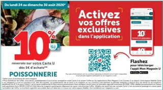 10% reversés sur votre Carte U dès 5€ d'achats en Poissonnerie