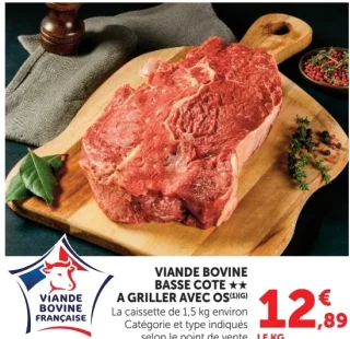 Viande bovine basse cote à griller avec os