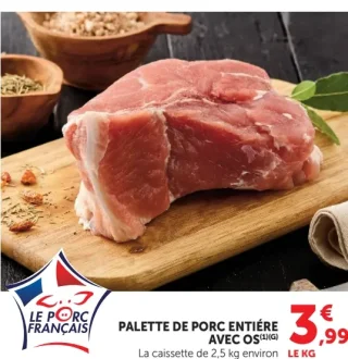 Palette de porc entière avec os Le Porc Français