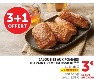 Jalousies aux pommes ou pain crème patissière