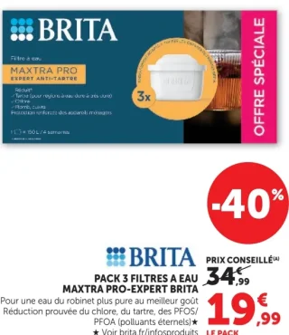 Pack 3 filtres à eau Maxtra Pro-Expert Brita
