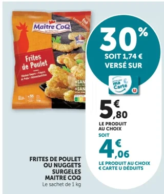 Frites de Poulet ou Nuggets Surgelés Maître Coq