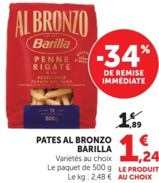 PATES AL BRONZO BARILLA Variétés au choix