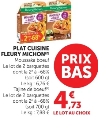 PLAT CUISINE FLEURY MICHON Moussaka boeuf ou Tajine de boeuf