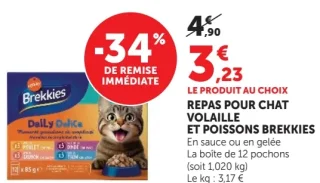 REPAS POUR CHAT VOLAILLE ET POISSONS BREKKIES