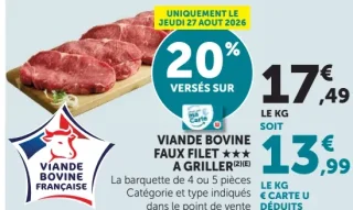 Viande Bovine Faux Filet à griller