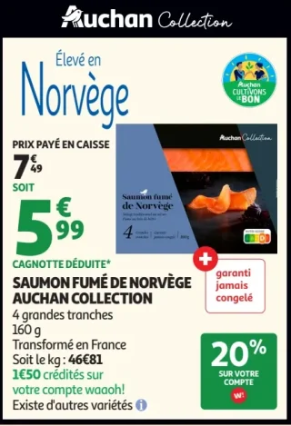 Saumon fumé de Norvège Auchan Collection
