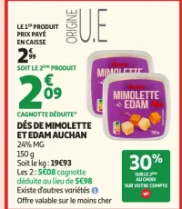 Dés de Mimolette et Edam Auchan